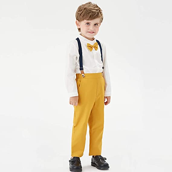 Gentleman Bowtie Overalls Outfit Suits Set