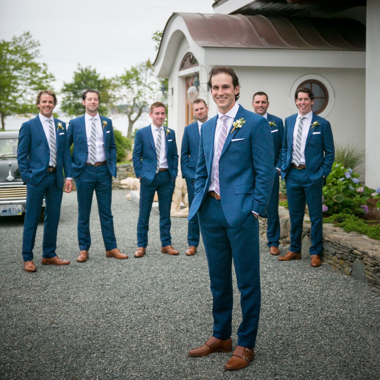 Groomsmen in Navy Suits