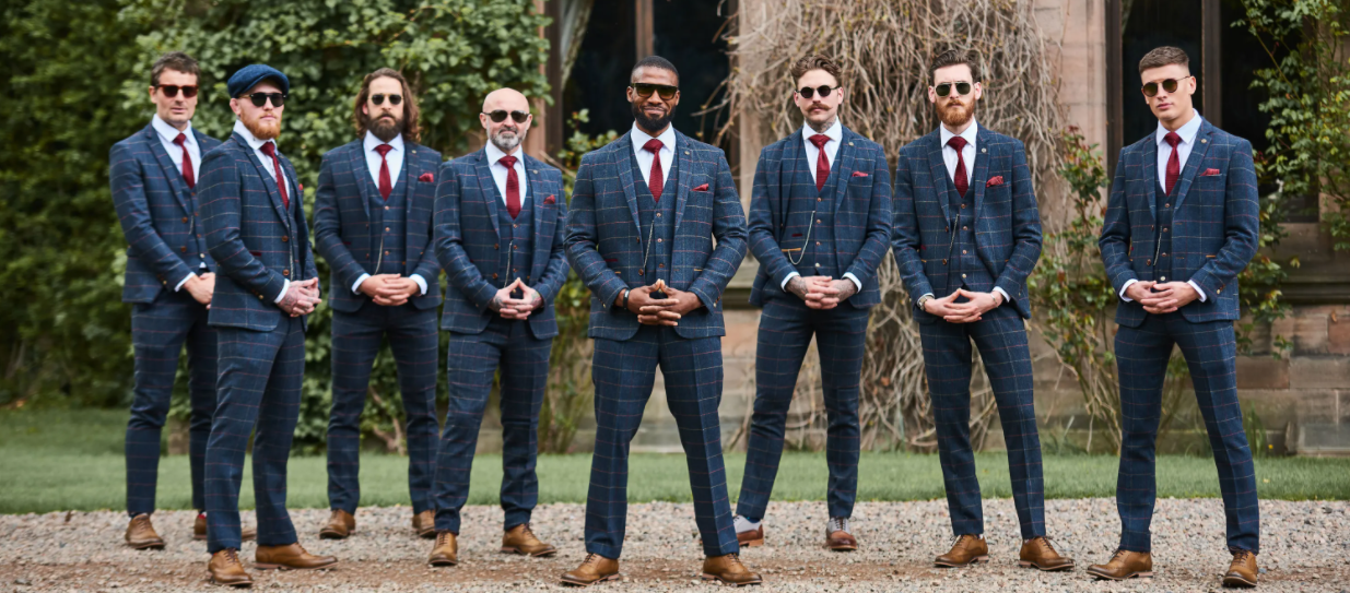 Groomsmen in Plaid Suits