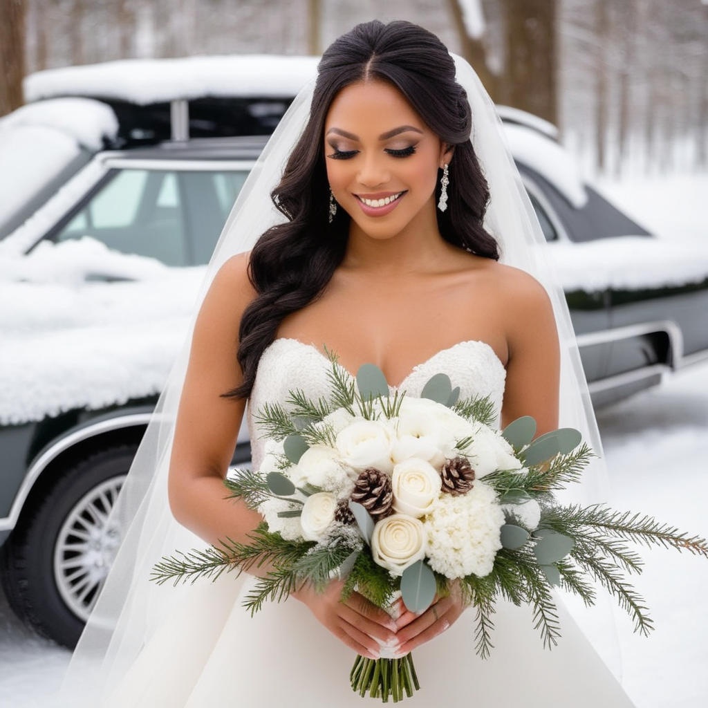 bride-in-the-wedding-with-winter-wonderland-whimsy-bouquet